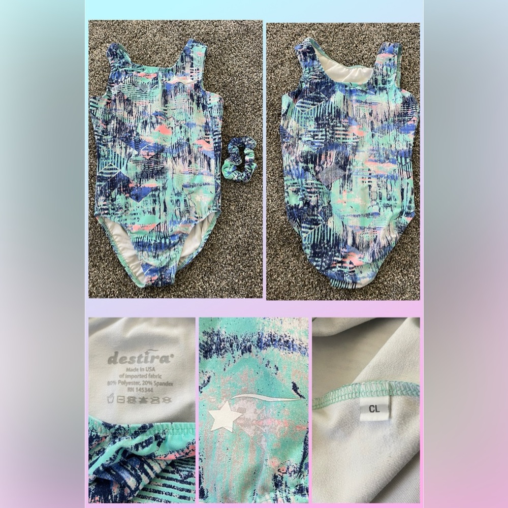 CL Destira Soft Gymnastics Leo + Hair Tie- Excellent Condition Fast Shipper!